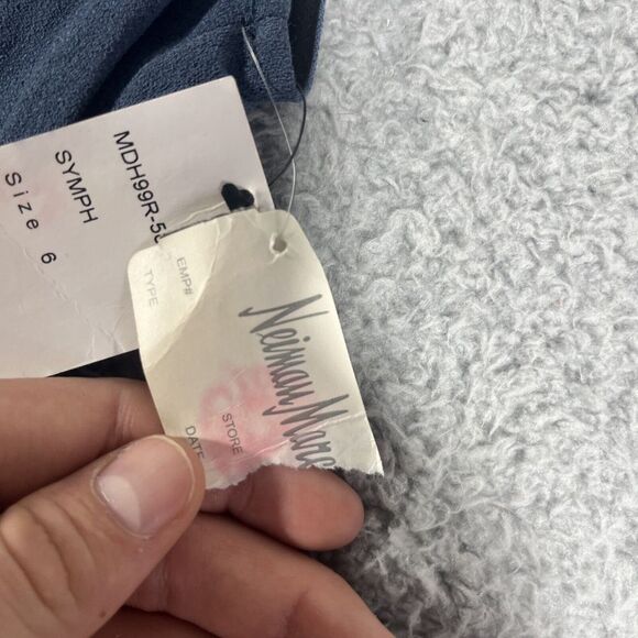 NWT Lafayette 148 Wrap Side Tie Ruffle Blue Dress Size 6 Women's Knee Length - Picture 6 of 11